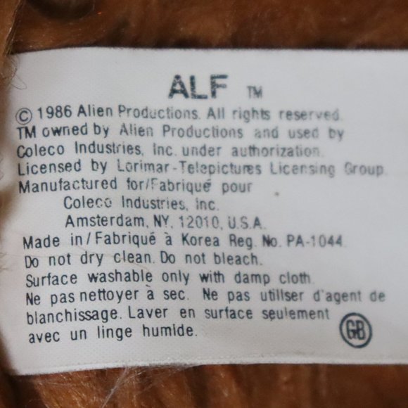 Vintage 1986 A.L.F. Plush Stuffed Toy Doll (Coleco) - Picture 7 of 7